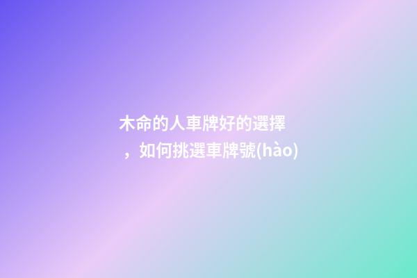 木命的人車牌好的選擇，如何挑選車牌號(hào)